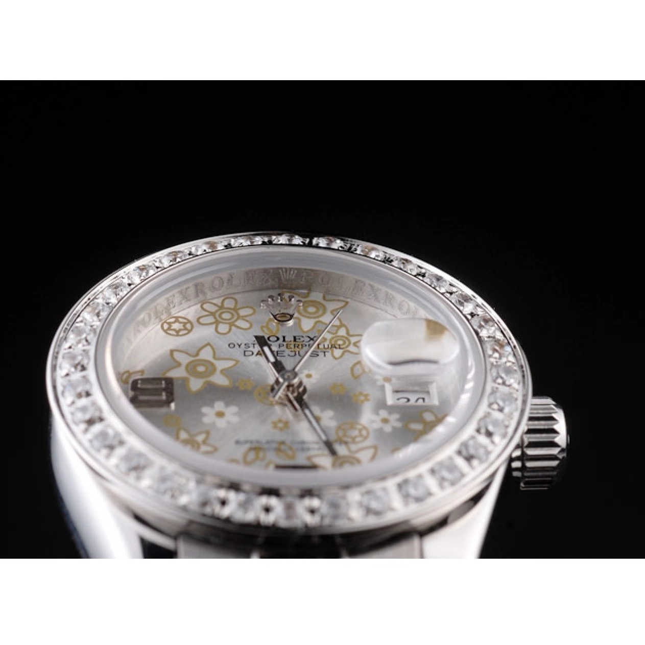 Rolex copies cheap Silver Rolex Datejust 98082 Plated Steel Dial Stainless Polished Diamond Flowers 0718